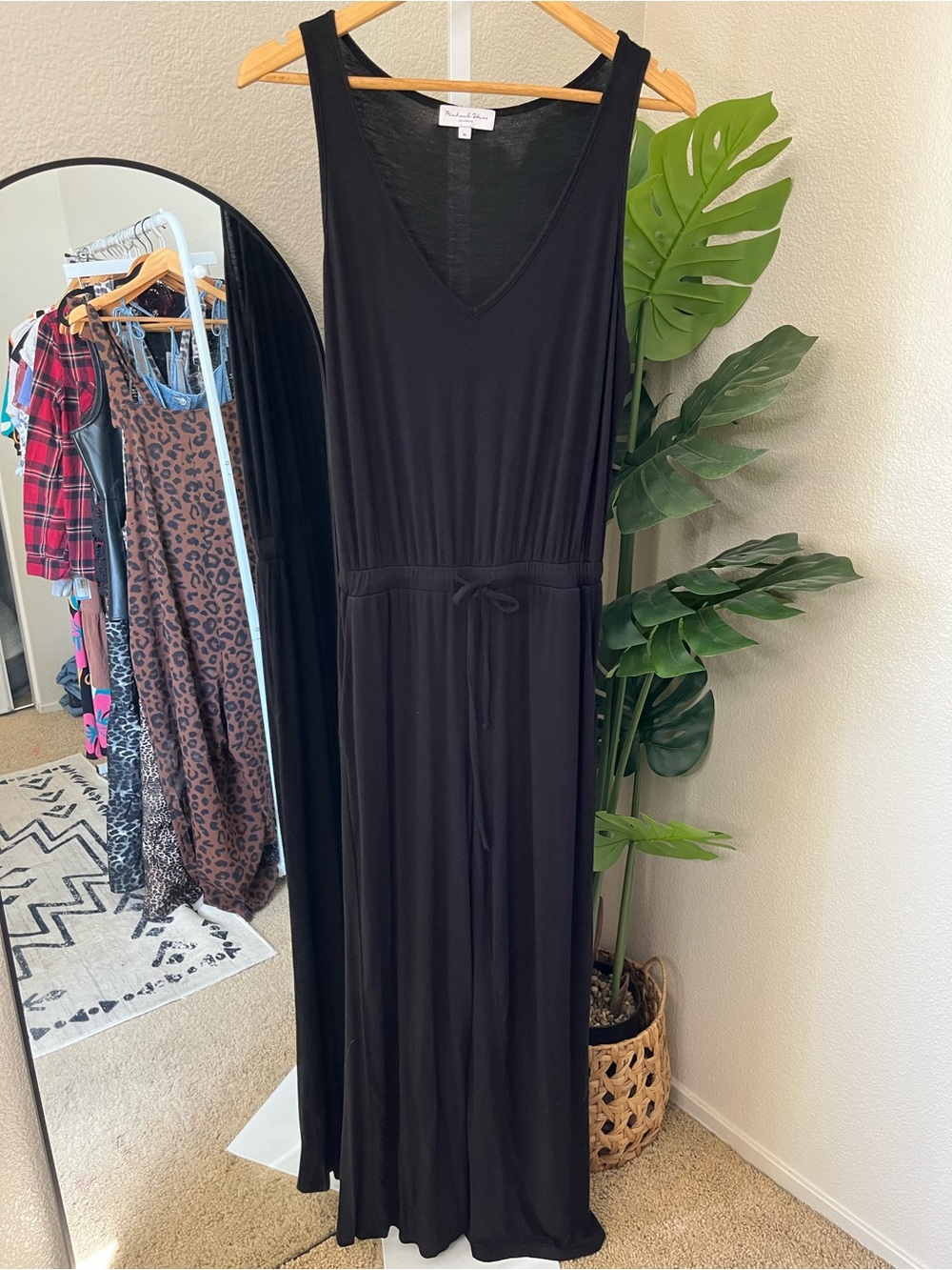 Michael Stars Black Sleeveless Romper with Drawstring
